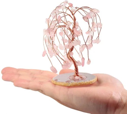 Miniatura 3 de TUMBEELLUWA Árbol de dinero de cristal curativo con rodajas de ágata, pulido de piedras preciosas pulidas, árbol bonsái, Feng Shui, decoración