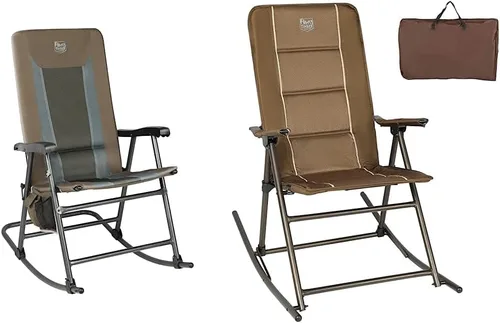Miniatura 9 de TIMBER RIDGE Mecedora acolchada plegable y silla reclinable para patio con reposacabezas ajustable