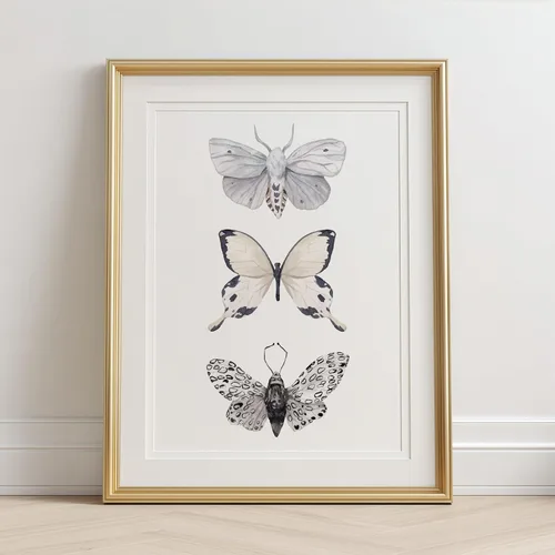 Miniatura 6 de Arte de pared de mariposas - Decoración de mariposas blancas y negras - Impresión artística de acuarela - 11 x 14 - Póster sin marco Negro & blanco