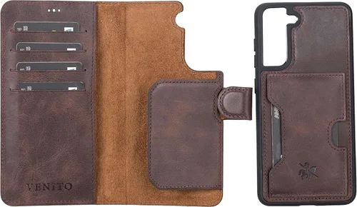 Miniatura 155 de Venito Florence - Funda de piel compatible con Samsung Galaxy S9, extra segura con bloqueo RFID, cartera desmontable para teléfono (gris decolorado)