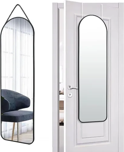 SCWF-GZ Espejo de cuerpo completo de 47 x 14 pulgadas para colgar en la puerta, colgar en la pared, marco de metal, espejos de arco para dormitorio,
