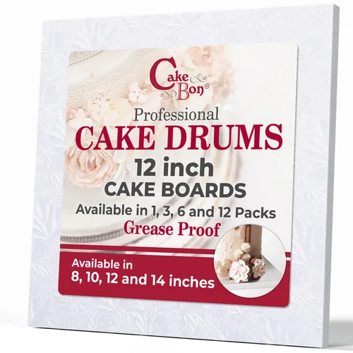 Miniatura 8 de Cakebon Tableros cuadrados para tartas, tambores resistentes de 1/2 pulgada de grosor, bordes envueltos profesionalmente de 8 pulgadas, color negro