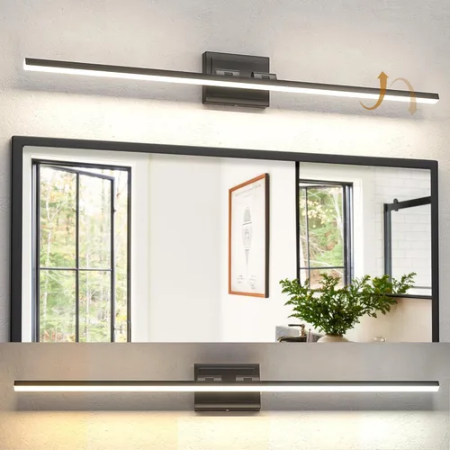 Miniatura 8 de NIORSUN Lámpara de baño moderna de 24 pulgadas, 14W 5CCT regulable LED negro, luces de tocador de baño sobre espejo, luces de tocador para espejos