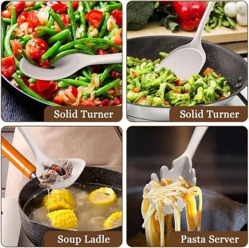 Miniatura 6 de LIANYU 8Pcs Juego de Utensilios de Cocina, Juego de Utensilios de Cocina de Silicona, Herramientas de Cocina Resistente al Calor para Utensilios