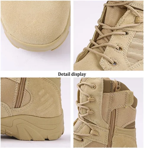 Miniatura 3 de Botas tácticas para hombre, botas de combate de 8 pulgadas, botas de trabajo para hombres, duraderas con cremallera lateral, botas militares