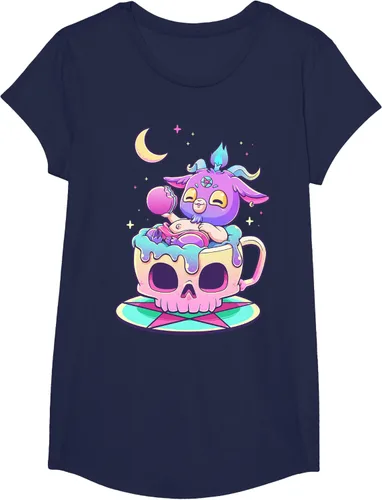 Miniatura 71 de Kawaii Pastel Goth Cute espeluznante Pentáculo Baphomet - Camiseta de cabra, Negro