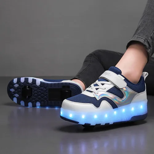 Miniatura 3 de HHSTS Zapatos para niños – Nuevos mejorados con ruedas zapatos de luz LED de colores patines rodantes brillantes zapatos de patinar regalos simples