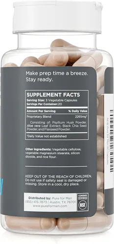 Miniatura 2 de Pure for Men Suplemento de Fibra Original Limpieza Manténgase Listo Ayuda a Promover la Regularidad Digestiva Cáscara de Psyllium, Aloe Vera