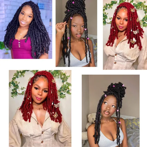 Miniatura 47 de ZRQ Butterfly Locs Cabello de Ganchillo Corto 6 Paquetes Negro Cabello Bob de Ganchillo 8 Pulgadas Locs Sintéticos Desordenados Desgastados Trenzas
