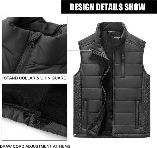 Miniatura 44 de Msmsse Chalecos de invierno para hombre, con forro polar, acolchado, casual, sin mangas