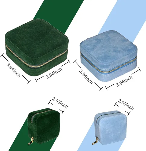 Miniatura 7 de Joyero de terciopelo de viaje con espejo, mini estuche de regalo para mujeres y niñas, pequeñas cajas organizadoras portátiles para anillos, aretes