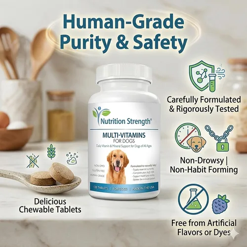 Miniatura 7 de Multivitaminas para perros, apoyo diario de vitaminas y minerales, suplementos nutricionales para perros para todas las razas y tamaños caninos