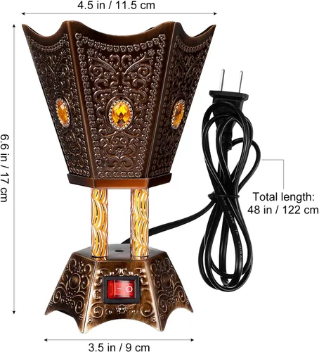 Miniatura 4 de Quemador de incienso árabe, quemador de incienso eléctrico, soporte para quemador de Bakhoor, estilo de Oriente, incensario eléctrico para yoga