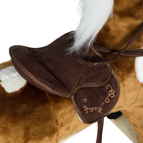 Miniatura 8 de Qaba Kids - Silla de montar con peluche de caballo mecedora de metal con música de canciones infantiles - Marrón oscuro