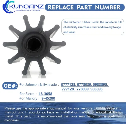 Miniatura 4 de 983895 777128 Impulsor de bomba de agua para Evinrude Johnson OMC fuera de borda Sierra 18-3058 Sterndrive 2.30/3.0/4.30/5.0/5.70/5.80/7.50 L 140