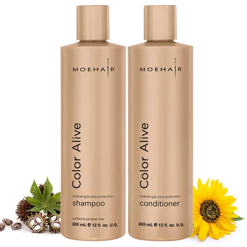 MOEHAIR Color Alive - Juego de champú y acondicionador – 12 onzas líquidas | Aumenta la vibrancia, el brillo y la textura | Color de cabello a