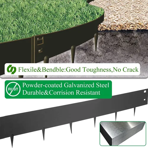 Miniatura 2 de Borde de acero para paisaje de 4 x 39 pulgadas, borde de metal negro, borde de acero con martillo, borde de acero para jardín, 5