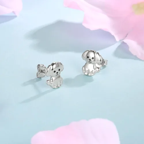 Miniatura 4 de Sterling Silver Dogs Stud Earrings Beagle Corgi Chihuahua Dachshund French Bulldog German Shepherd Poodle Mom Breed Puppy Jewelry for Daughter