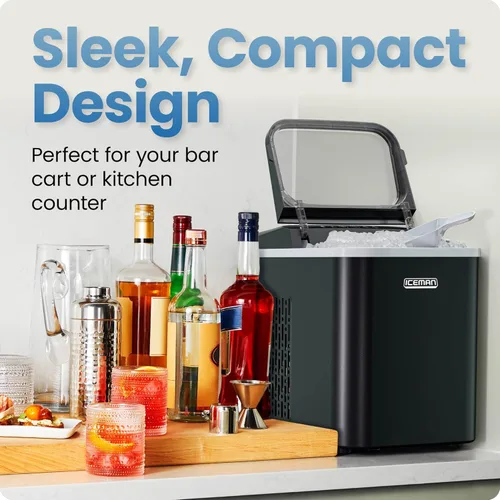Miniatura 5 de Iceman - Máquina compacta de hielo en forma de guijarro, máquina de hielo en pepitas para encimera que produce hielo masticable en 8 minutos