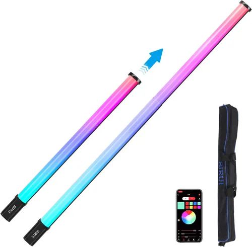 SIRUI Varita de luz LED RGB T120, barra de luz de estudio portátil para fotografía, tubo de luz de 47.2 pulgadas con batería recargable, CRI 97,