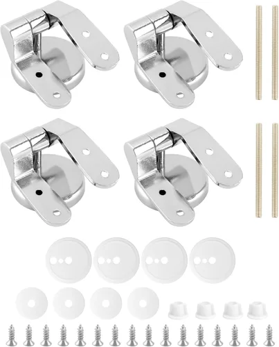 QWORK Kit de reemplazo de bisagra de asiento de inodoro, se adapta a soportes de dos orificios de 110 a 5.906 in para tapas de madera, plástico y