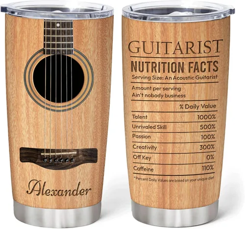 Miniatura 7 de Hyturtle Vaso de guitarra para papá con tapa, taza de café de acero inoxidable de 20 onzas, regalo de música para guitarrista, Día del Padre, taza