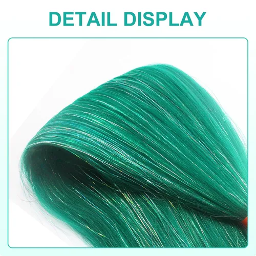 Miniatura 3 de Cabello trenzado verde con lentejuelas de 26 pulgadas, preestirado, trenzas de textura Yaki, extensiones de cabello pre plumadas, 3 paquetes, fácil