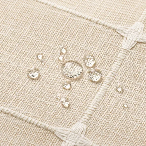 Miniatura 6 de MitoVilla - Cortina de regadera boho pequeña, 36 x 72 pulgadas, de poliéster con textura de lino beige, para decoración de baño estilo granja, juego