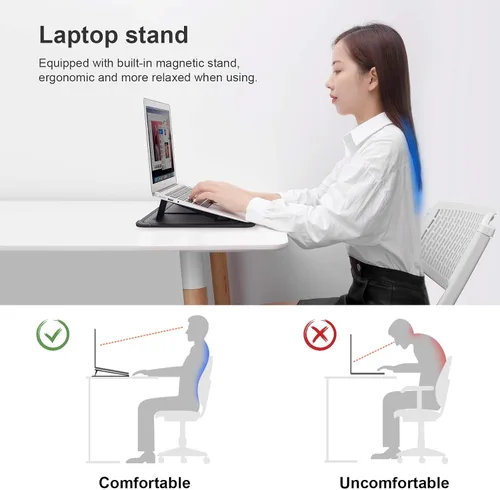 Miniatura 6 de Nillkin Funda para laptop de 15.6 pulgadas, funda para MacBook con soporte ajustable y alfombrilla para mouse, 2 modos de soporte, funda para laptop