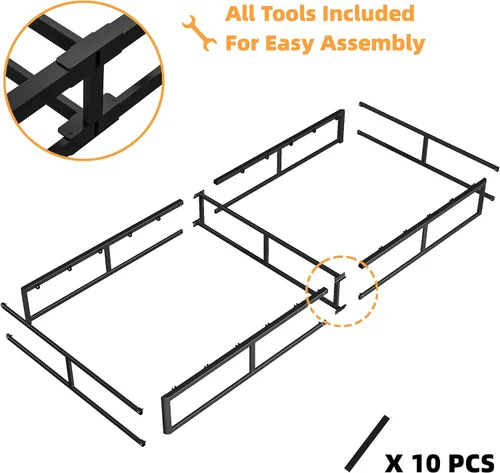 Miniatura 4 de Juego de somier y funda individual XL, somier de metal de alto perfil de 7 pulgadas, base de colchón resistente, funda fácil de limpiar, silencioso