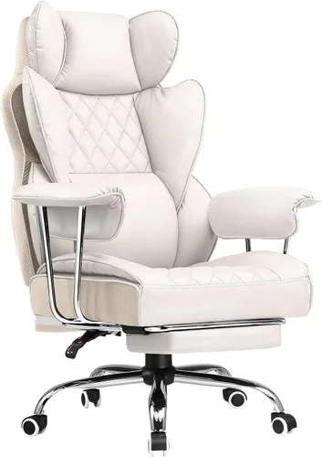 Miniatura 16 de COMHOMA Silla de Oficina Grande y Alta, Silla Gaming de Cuero con Respaldo Alto y Reposapiés, Silla de Oficina Ejecutiva Ergonómica con Soporte