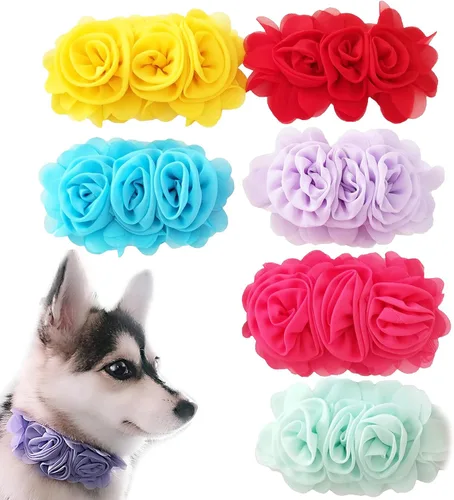 Miniatura 10 de Collar de perro de 4 o 6 o 20 piezas de flores grandes para mascotas, accesorios para collar de mascotas pequeñas, medianas y grandes, hembra, gato