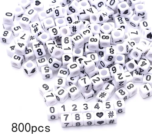 Miniatura 2 de ToBeIT 800 cuentas de acrílico en forma de cubo de letras del alfabeto, cuentas cuadradas para manualidades, llaveros, pulseras, collares, joyería