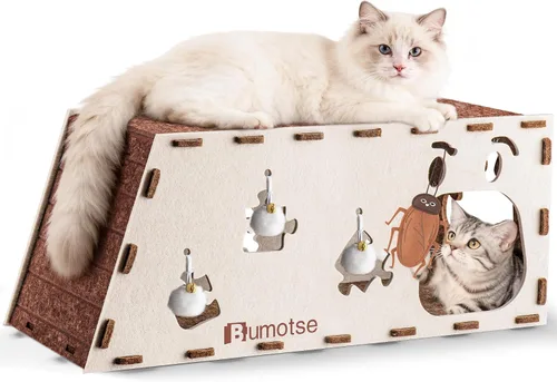 Miniatura 12 de Cueva de fieltro para gatos de interior, túnel modular escondite para gatos grandes de hasta 22 libras, acogedor condominio de fieltro lavable