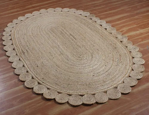 Miniatura 6 de Cape Cod - Alfombra trenzada de fibra de yute natural, alfombras indias kilim – Tapete pequeño de 3 x 2 pies tejido a mano de tejido plano para uso