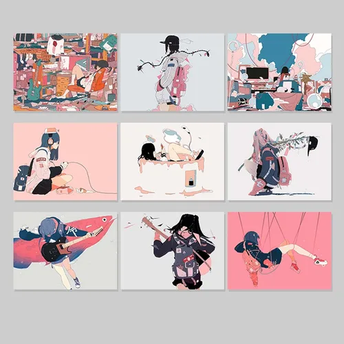 Miniatura 2 de MLAFE Tapiz Kawaii con temática de cómic de anime, póster de dibujos animados, arte de franela para decoración del hogar