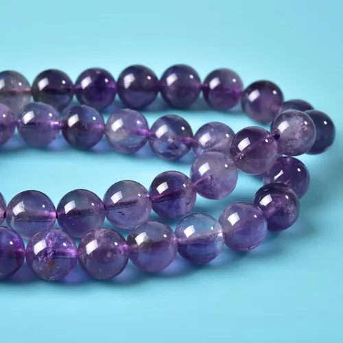 Miniatura 2 de 100 cuentas redondas de cristal liso sueltas de piedra natural para bricolaje, pulsera, collar, aretes, accesorios de fabricación de joyas