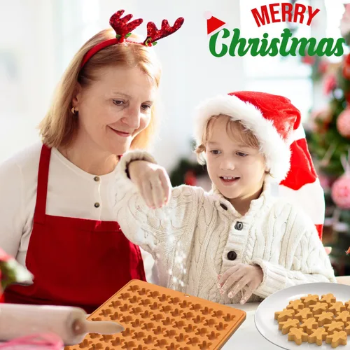 Miniatura 7 de Crethinkaty Mini molde de Navidad, moldes de silicona para hombre de jengibre, 100 moldes de silicona con forma de hombre de jengibre de cavidad