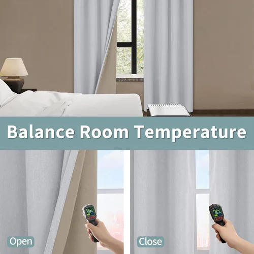 Miniatura 4 de BGment - Cortinas 100 % Blackout con revestimiento para la habitación, cortinas con ojales, de lino con textura de aislamiento térmico para la sala