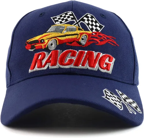 Miniatura 17 de Trendy Apparel Shop Gorra de béisbol con bandera de carreras bordada en 3D