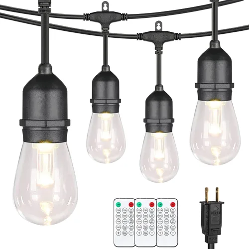 Miniatura 11 de Mlambert Luces de Cadena LED Regulables de 3 Colores para Exteriores con Controles Remotos, Enchufables 96 Pies (2x48 Pies) Luces LED Impermeables