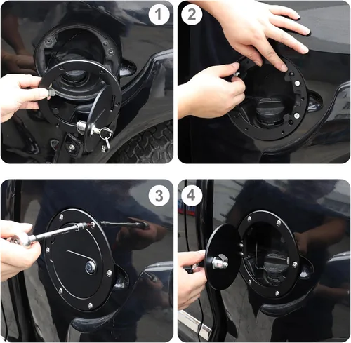 Miniatura 4 de Tapa de repuesto antirrobo para depósito de combustible de automóvil, compatible con Toyot@ Tundra 2017-2021, tapa de puerta de tanque de gasolina