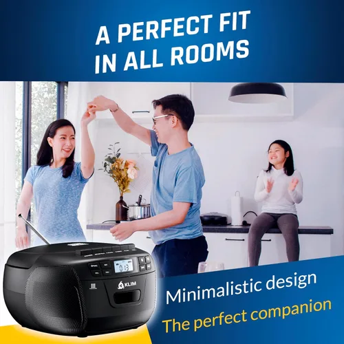 Miniatura 7 de KLIM Reproductor de CD + Cinta de Casete, Boombox CD Bluetooth, Radio AM/FM, Sonido Estéreo, Control Remoto, Combo de Reproductor de CD y Cinta