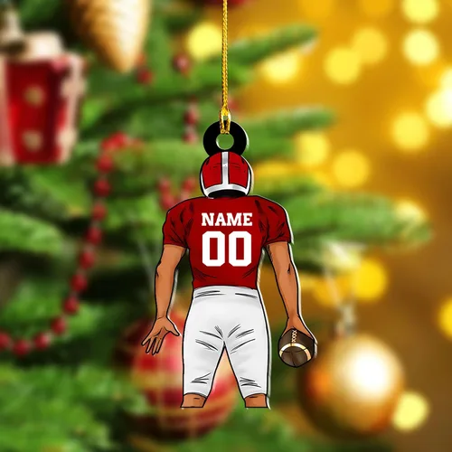 Miniatura 5 de Adornos de fútbol de Navidad personalizados, adornos de fútbol 2025 para árbol de Navidad, decoraciones navideñas acrílicas, adorno de jugador