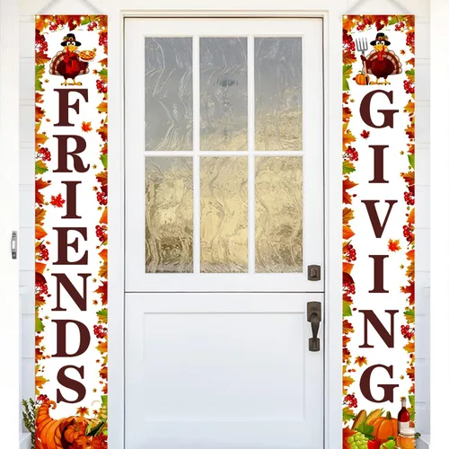 Miniatura 8 de Decoraciones de fiesta de Friendsgiving - Cartel de puerta de Acción de Gracias, 71 x 12 pulgadas (naranja)
