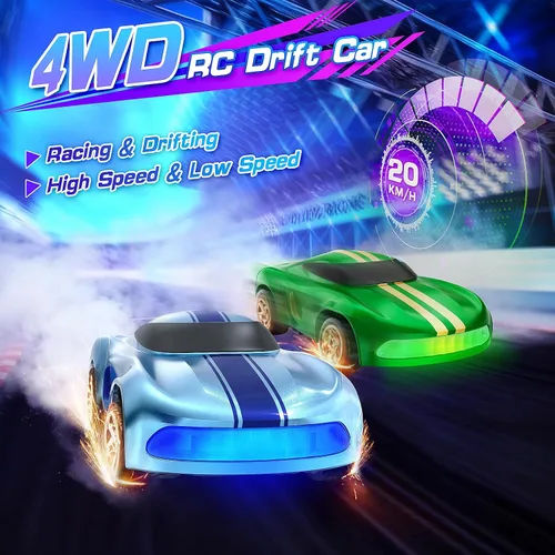 Miniatura 4 de Auto de Deriva RC, 1/64 Mini Autos RC de Deriva 4WD Micro Auto de Control Remoto con Luces LED e Interruptor de Velocidad, Juguetes de Autos Ideales