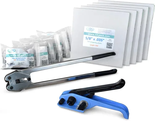 Miniatura 14 de IDL Packaging - PET-B-58-D Kit de flejado de poliéster de 5/8", estándar con dispensador - Todo lo que necesitas para atar un palet
