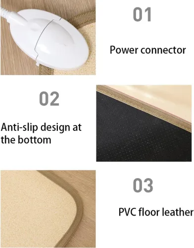Miniatura 4 de EYPKPL Alfombra pequeña con calefacción de PVC para suelo de cuero, eléctrica, calefacción, almohadilla térmica para yoga, dormitorio y sala de estar