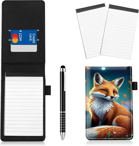 Miniatura 13 de Juego de 4 soportes para bloc de notas de tamaño de bolsillo, de piel sintética, mini bloc de notas con 2 bloc de notas pequeños y lápiz capacitivo