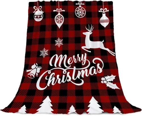 Miniatura 33 de YeeJu Manta de Navidad para Bebé Decorativa Roja a Cuadros Manta Navideña para Niños Pequeños Manta para Envolver Mascotas Cuna Suave Ligera
